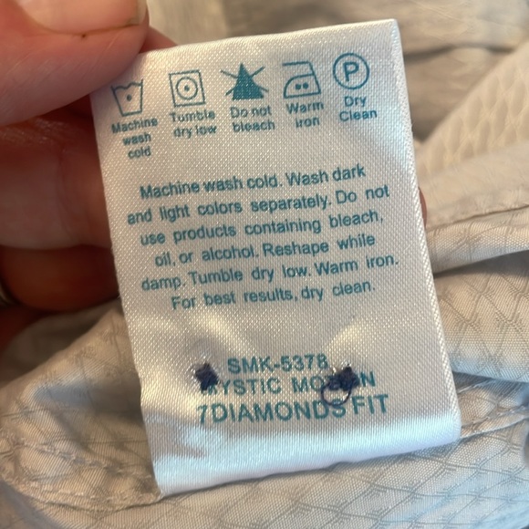 7 Diamond Men’s White Grey Western Detailed Long Sleeve Button Down Size Large - Picture 12 of 12